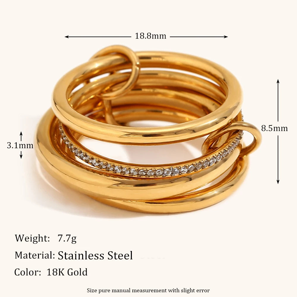 Multi-Layer Mixed Color Zircon Ring
