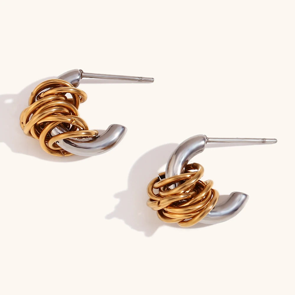 Mini Gold & Silver C-Shaped Hoop Earrings