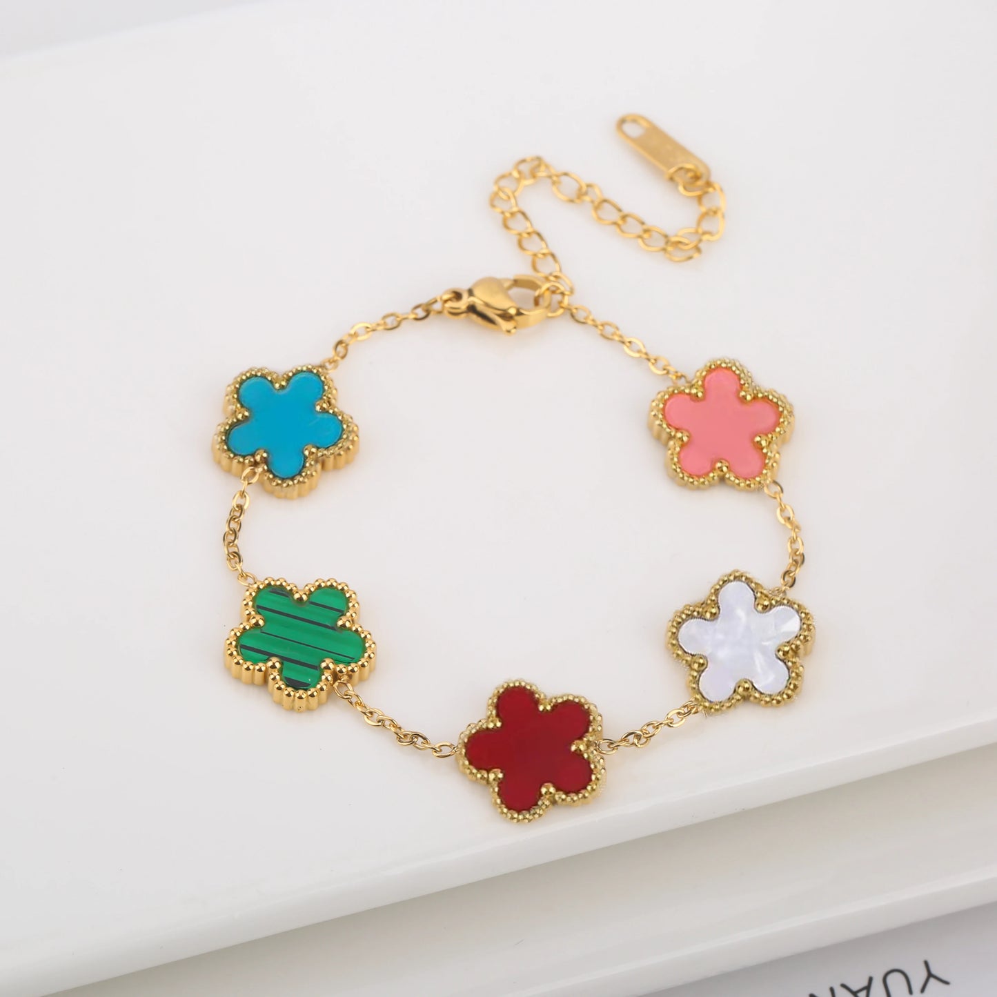 Adjustable Five-Leaf Clover Bracelet