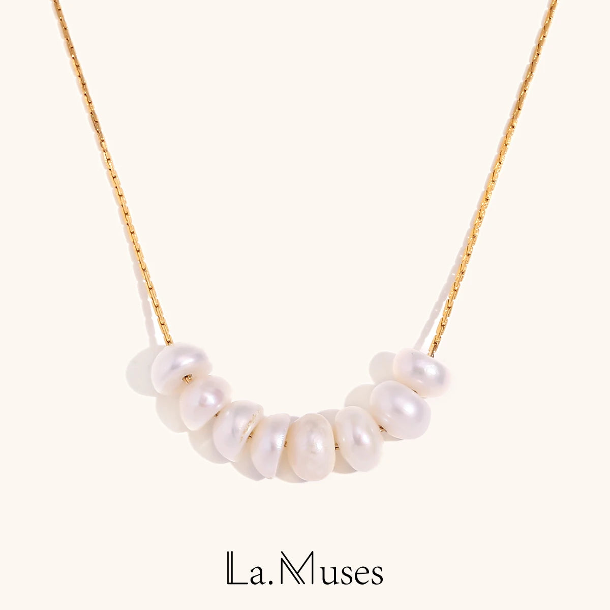 Natural Pearl Beaded Thin Chain Necklace