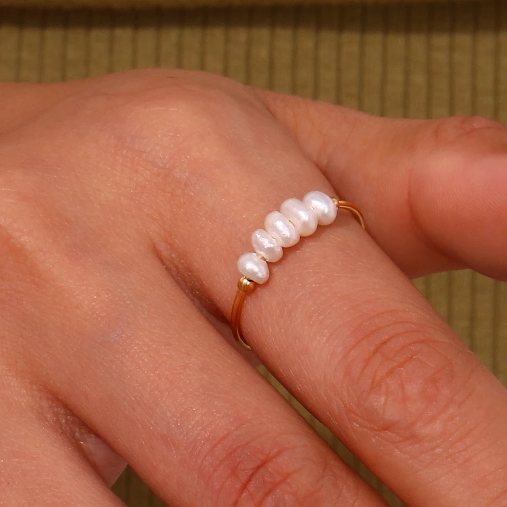 Elegant Freshwater Pearl Gold Ring