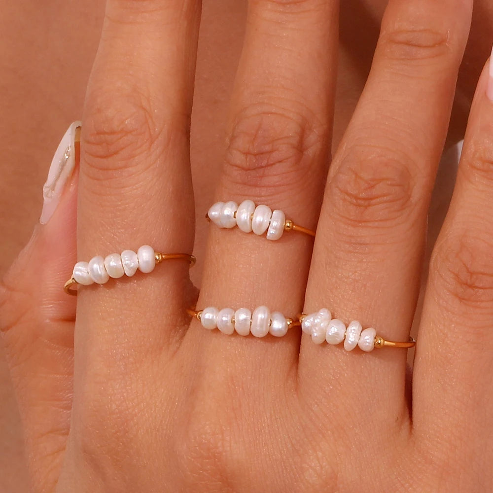 Elegant Freshwater Pearl Gold Ring