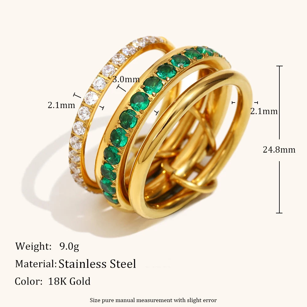 Multi-Layer Mixed Color Zircon Ring