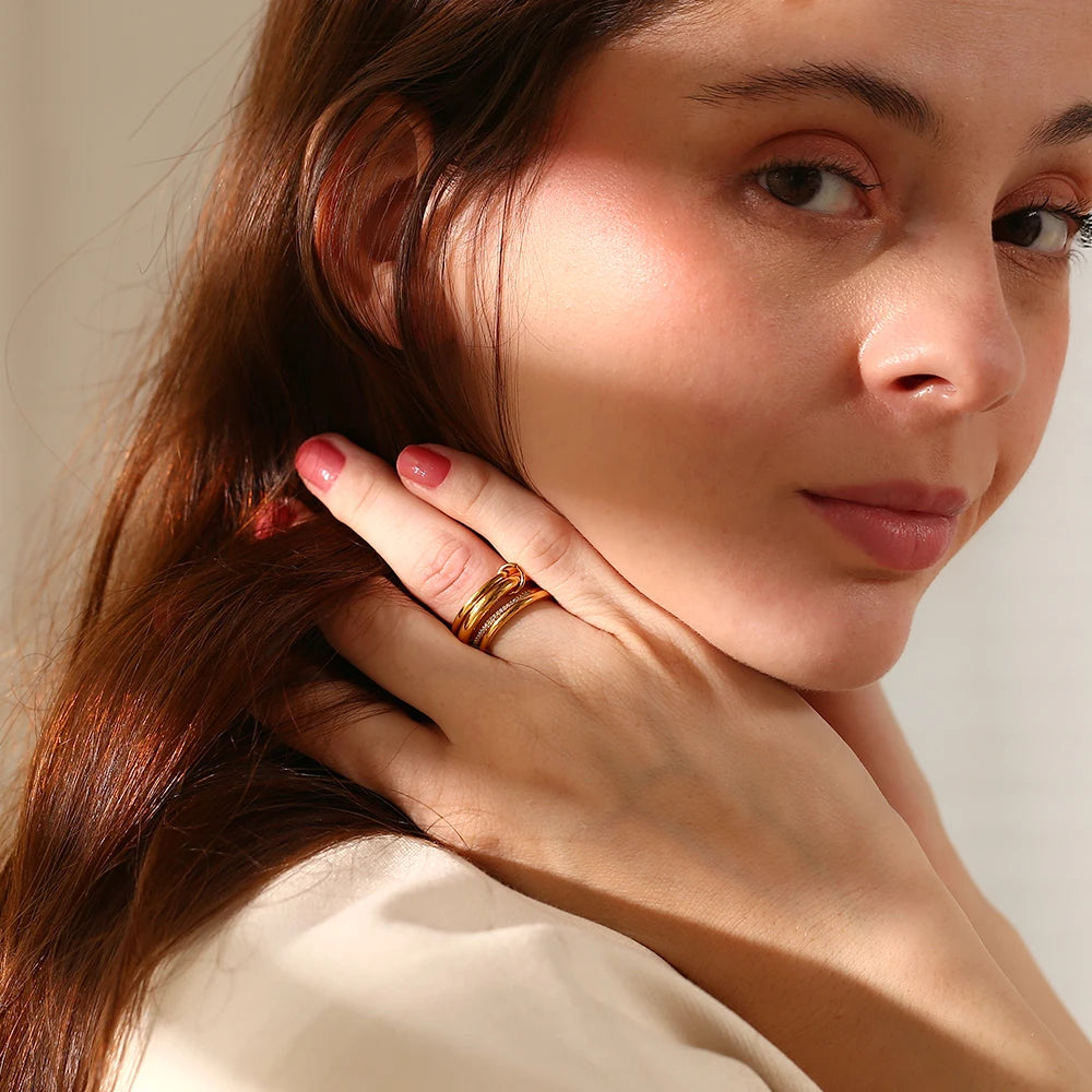Multi-Layer Mixed Color Zircon Ring