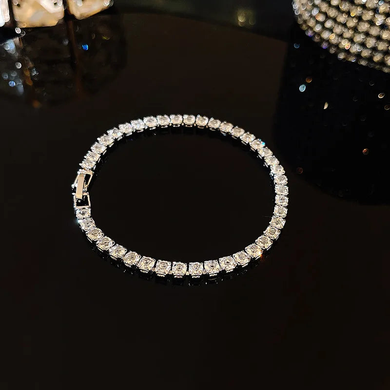 Cubic Zirconia Gold Tennis Bracelet