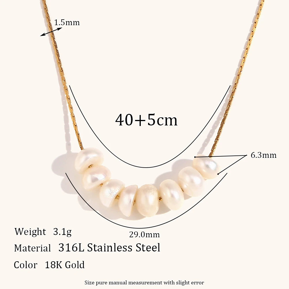 Natural Pearl Beaded Thin Chain Necklace