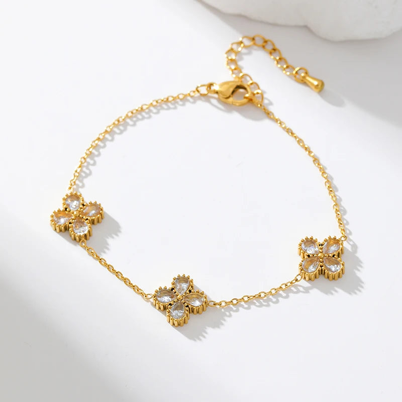 Flower Clover Stainless Steel Bracelet