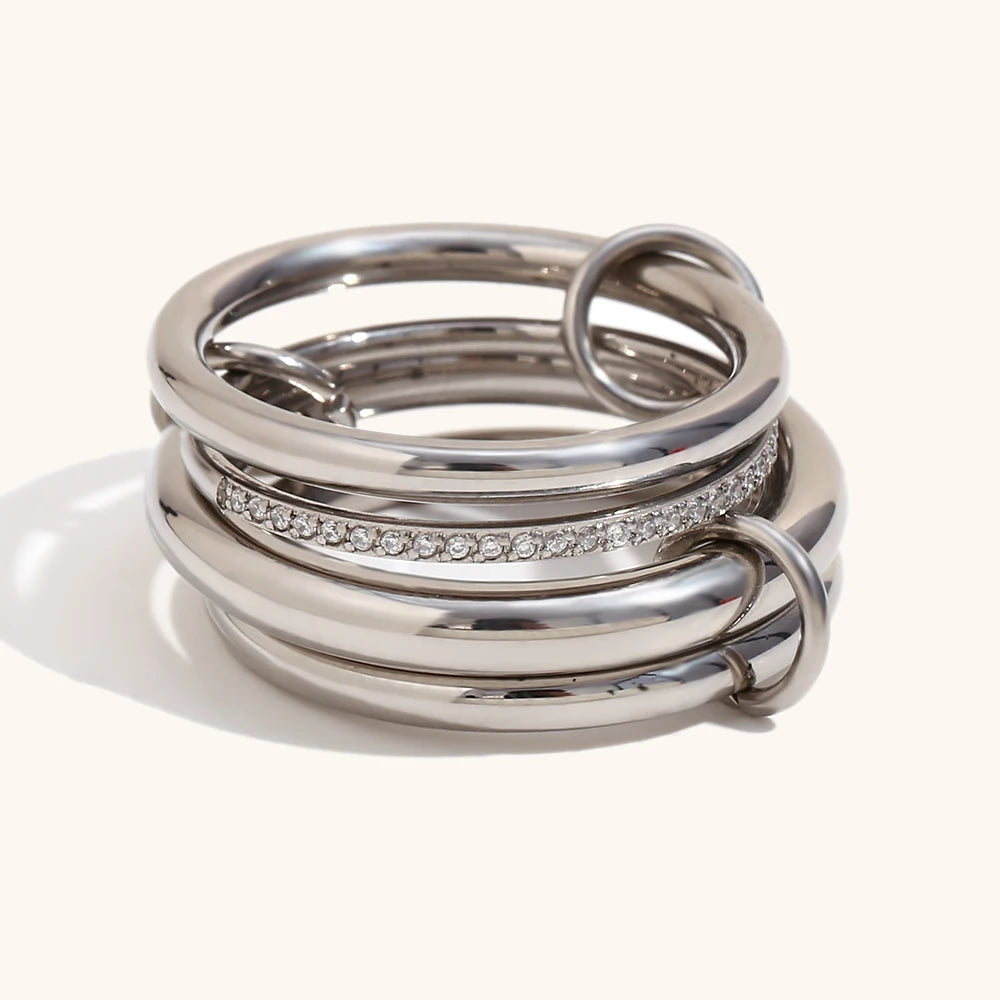 Multi-Layer Mixed Color Zircon Ring