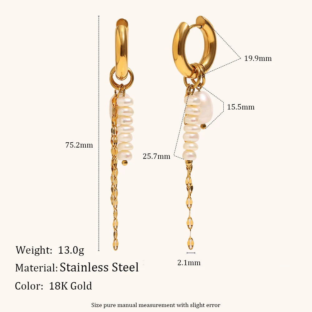 Asymmetric Diamond & Pearl Charm Hoop Earrings