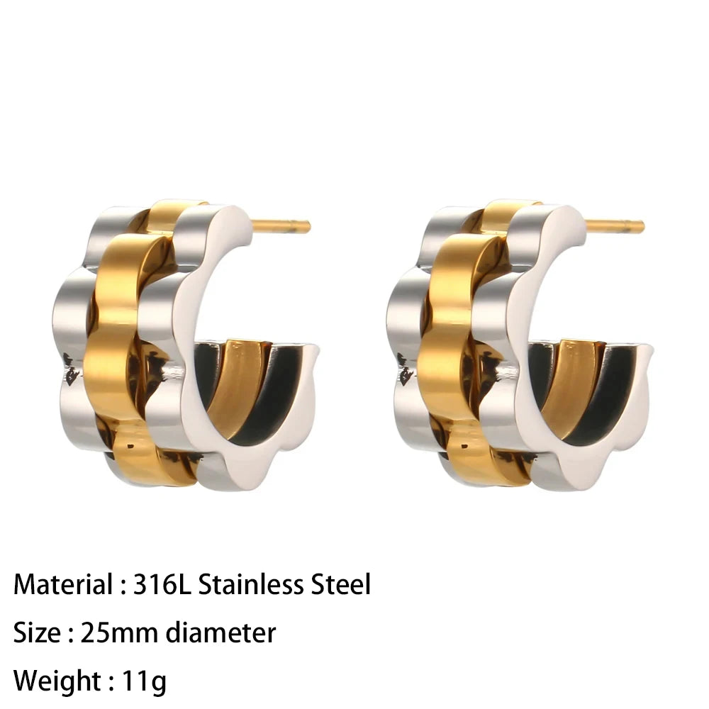 Mini Gold & Silver C-Shaped Hoop Earrings