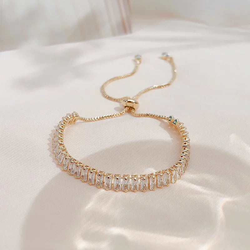Cubic Zirconia Gold Tennis Bracelet