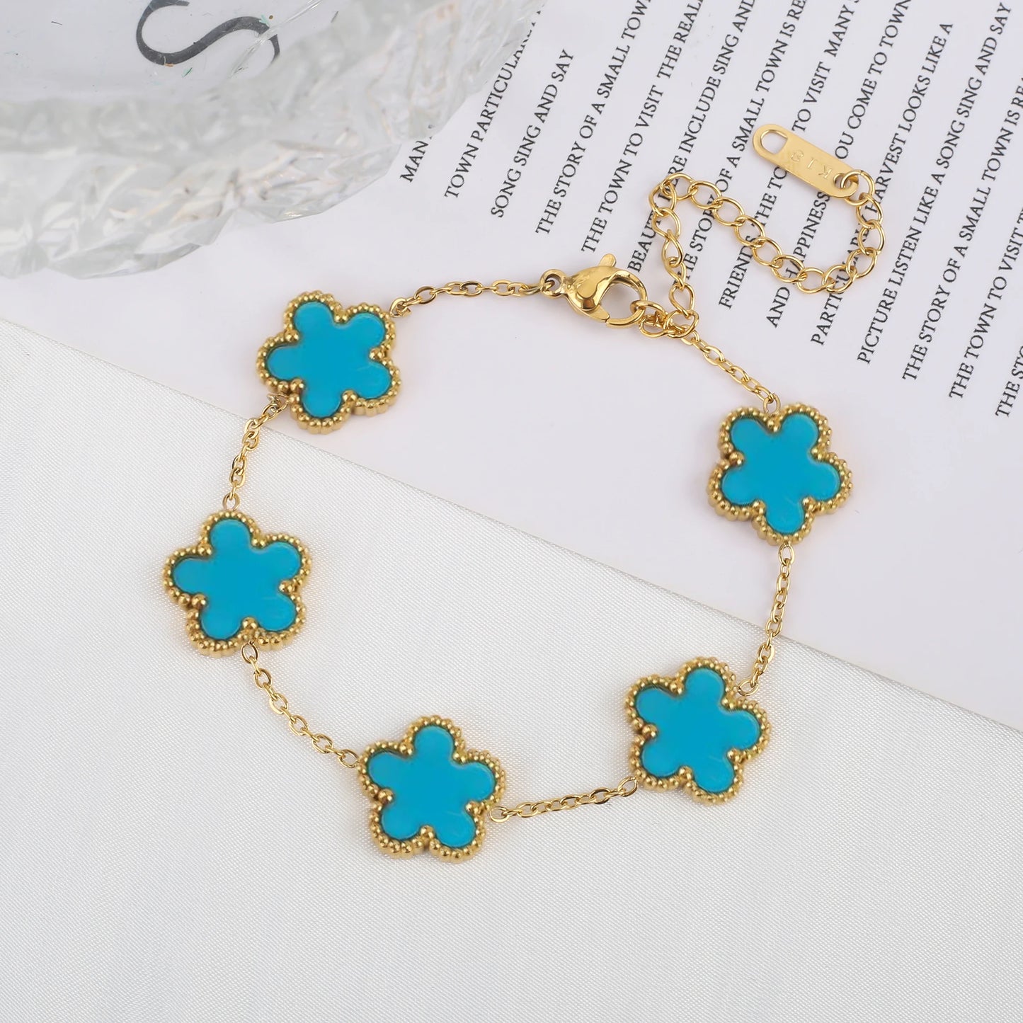 Adjustable Five-Leaf Clover Bracelet