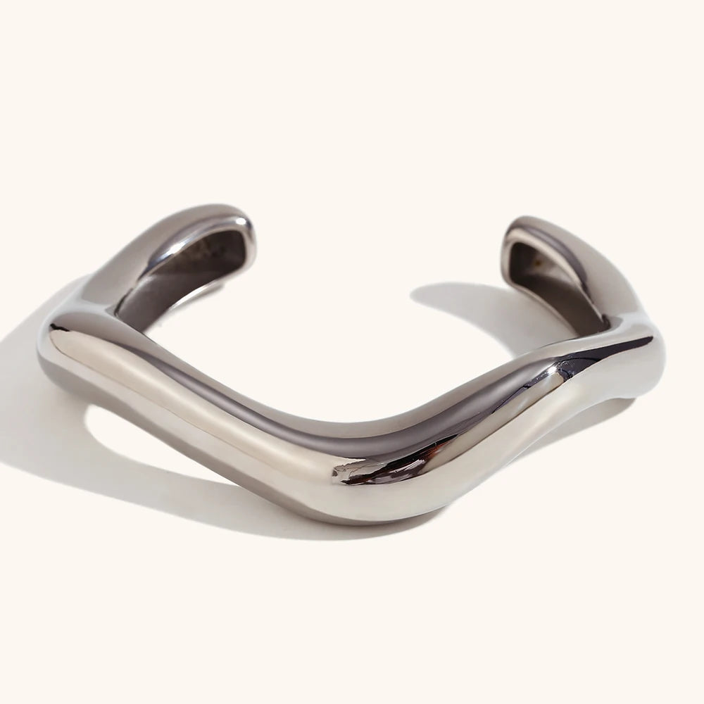 Exaggerated Irregular Liquid Open Bangle