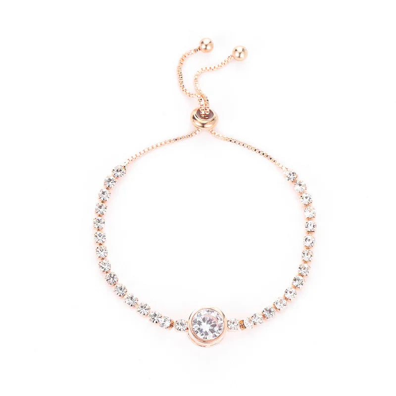 Cubic Zirconia Gold Tennis Bracelet