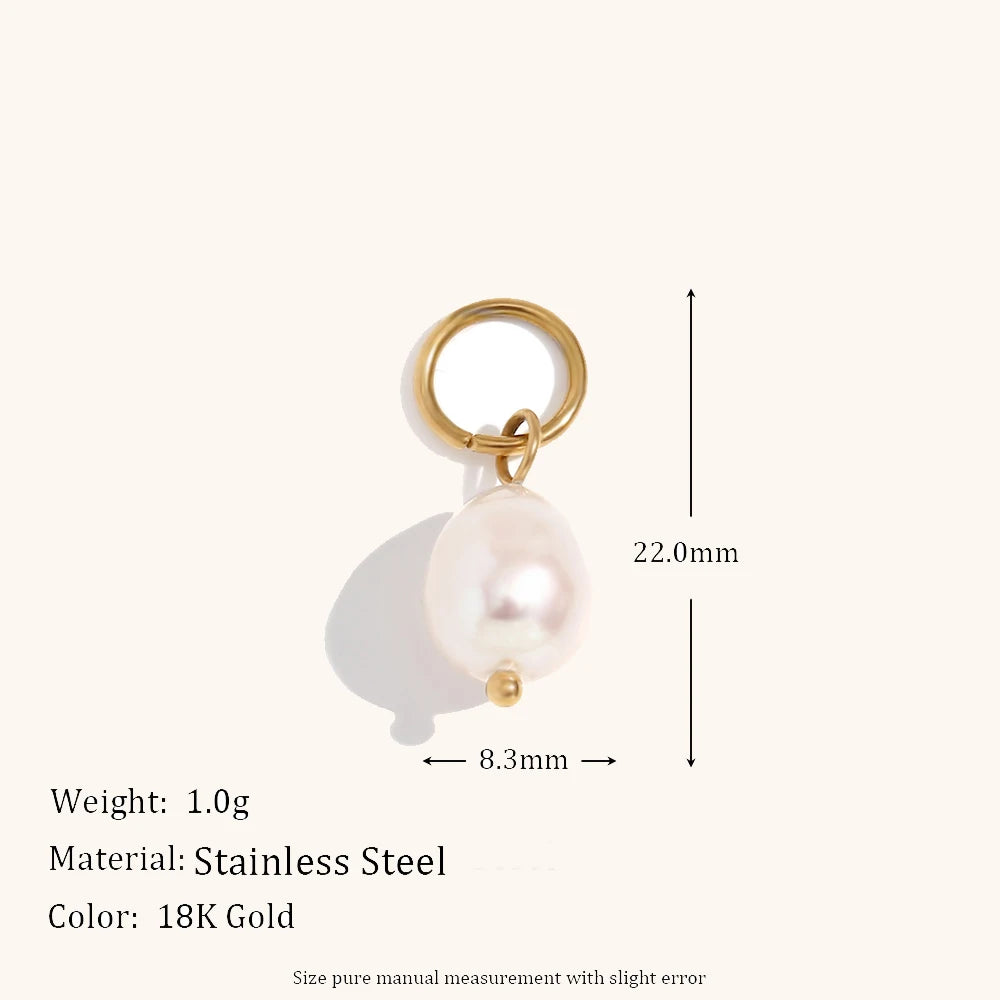 Asymmetric Diamond & Pearl Charm Hoop Earrings