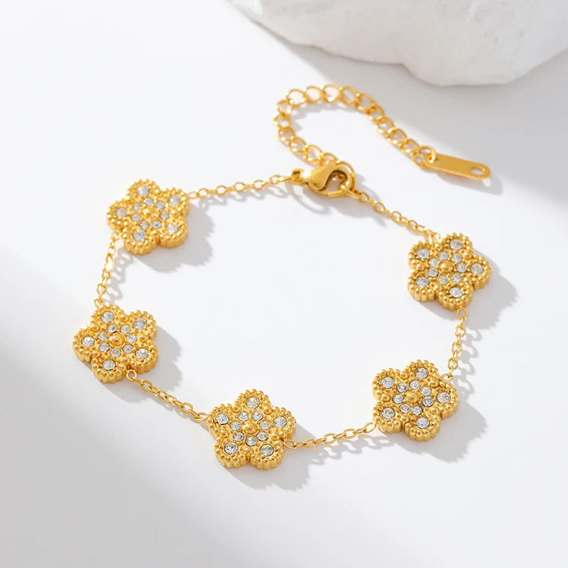 Flower Clover Stainless Steel Bracelet