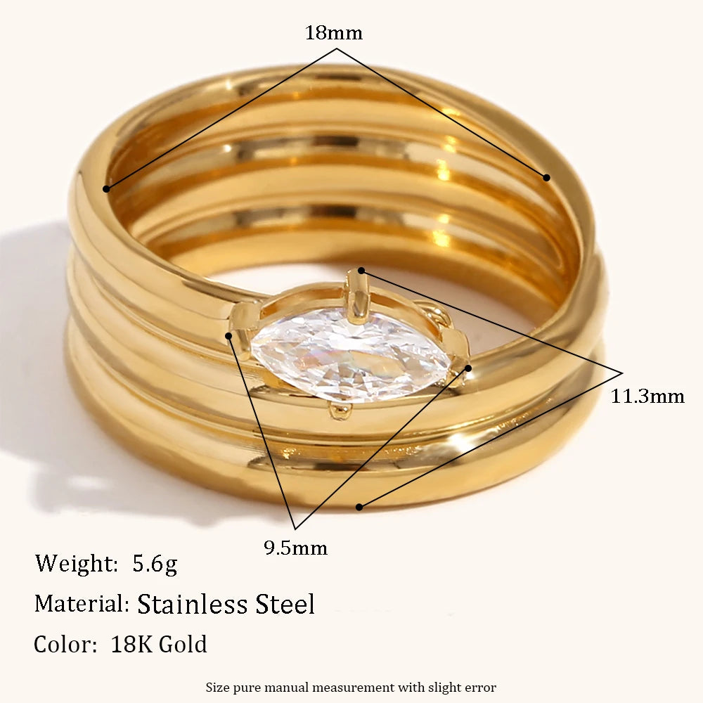 Multilayer Horse Eye Zircon Ring