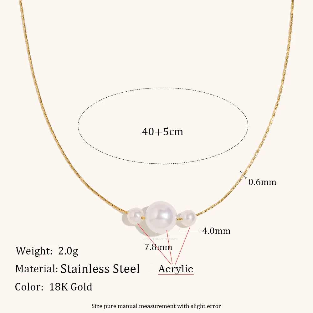 Natural Pearl Beaded Thin Chain Necklace