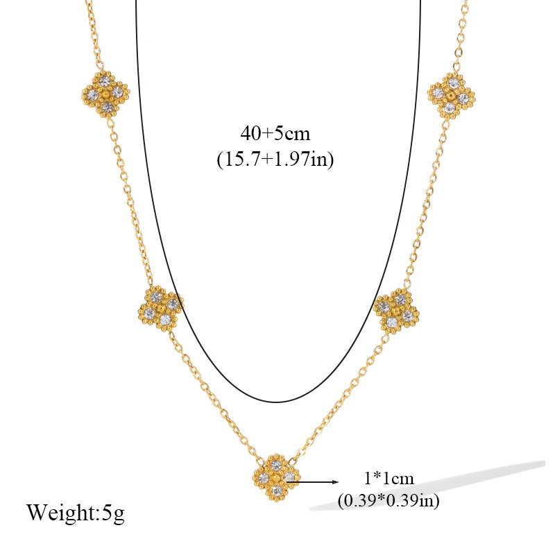 Clover Flower Zircon Necklace