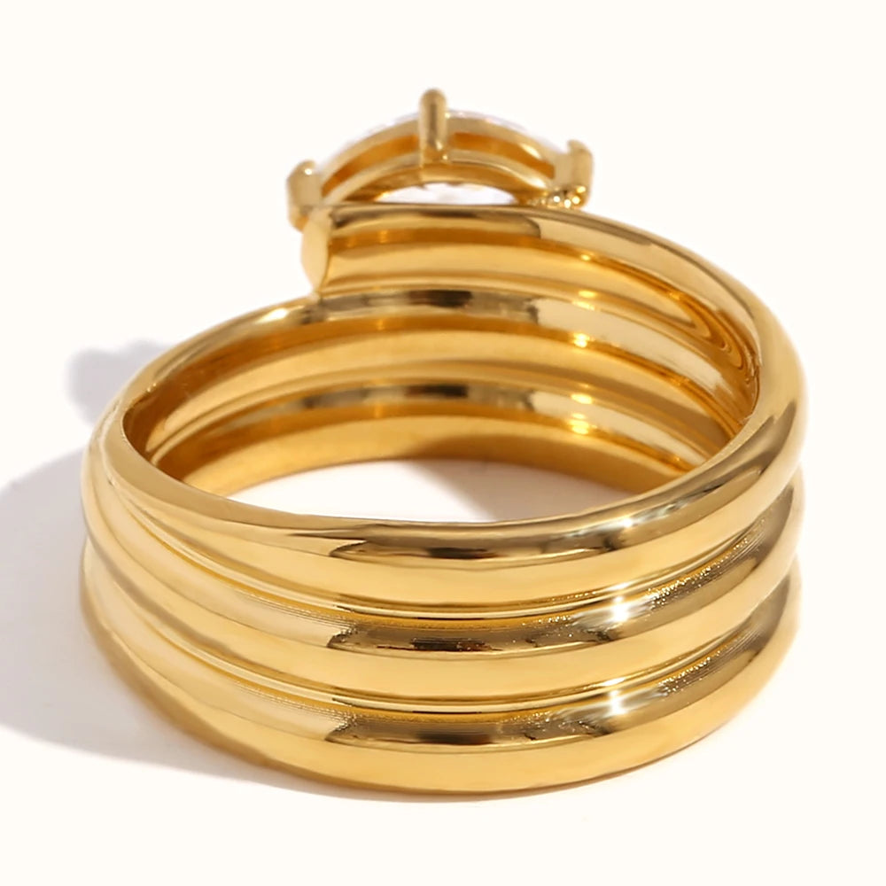 Multilayer Horse Eye Zircon Ring
