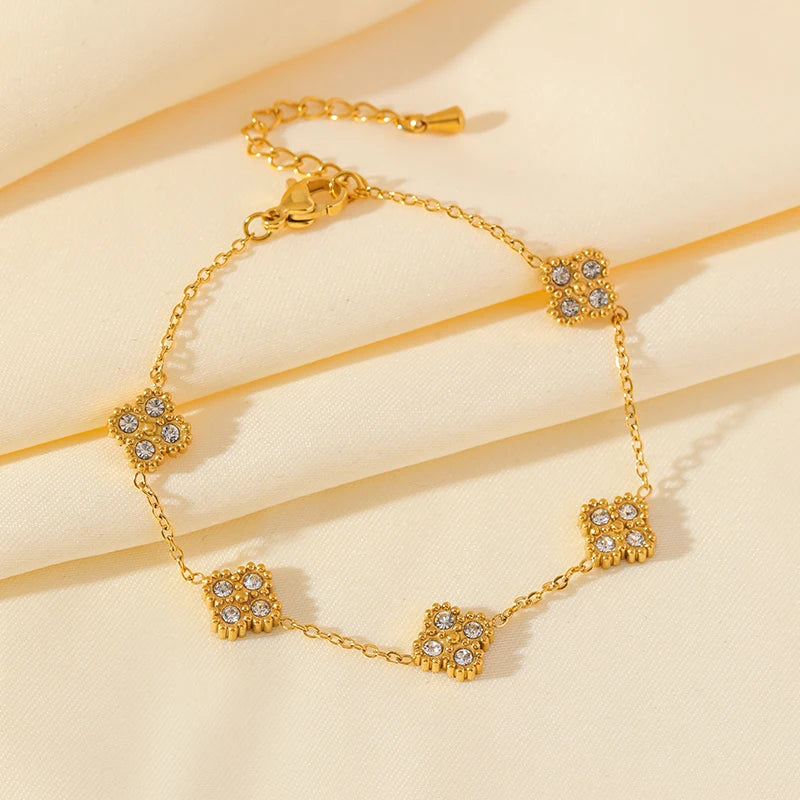 Flower Clover Stainless Steel Bracelet