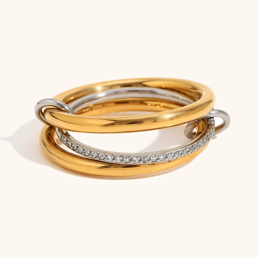Multi-Layer Mixed Color Zircon Ring