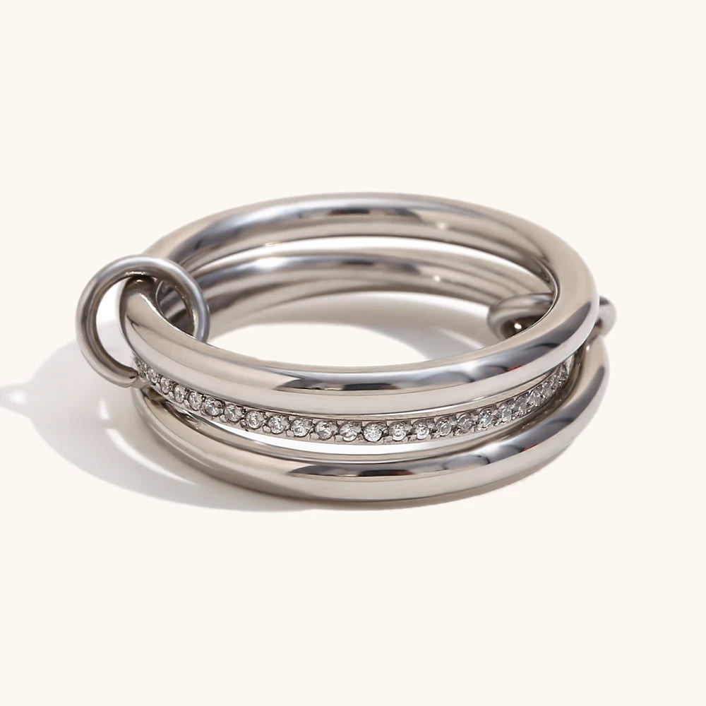 Multi-Layer Mixed Color Zircon Ring