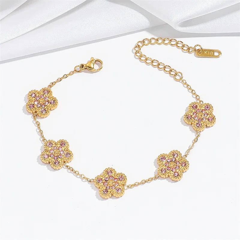 Flower Clover Stainless Steel Bracelet