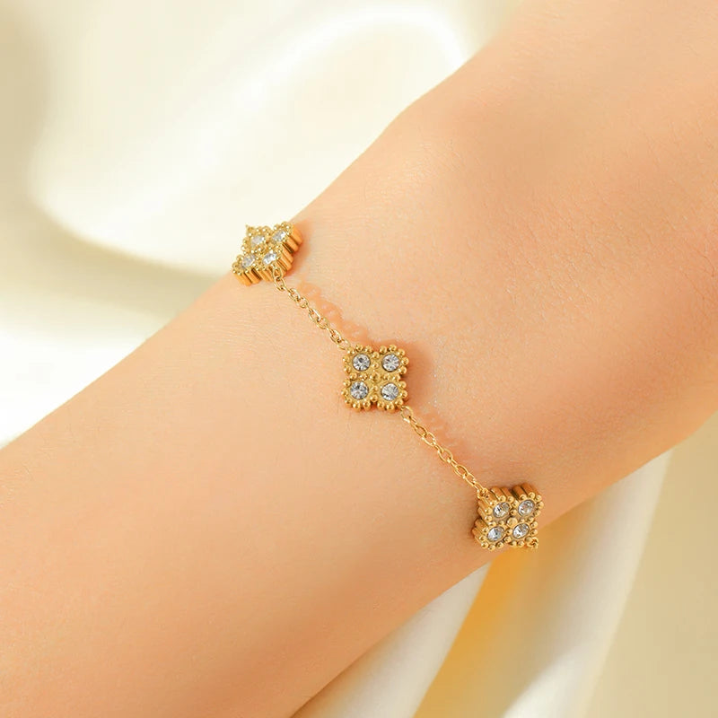 Flower Clover Stainless Steel Bracelet