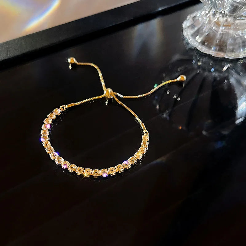 Cubic Zirconia Gold Tennis Bracelet