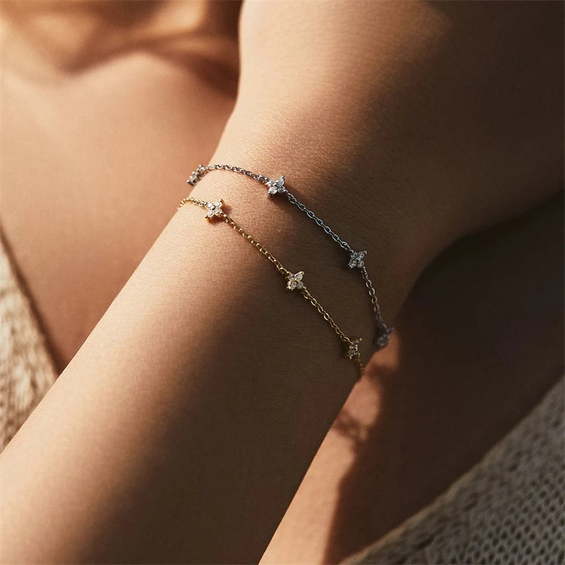 Crystal Flower Stainless Steel Bracelet