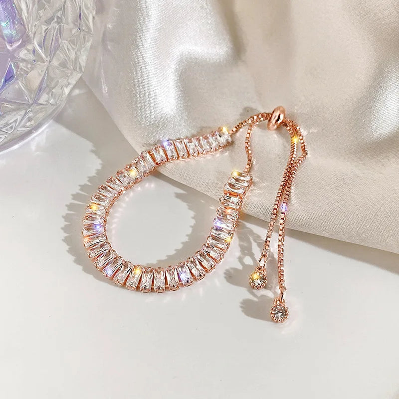 Cubic Zirconia Gold Tennis Bracelet