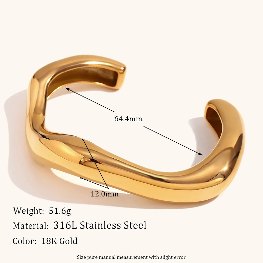 Exaggerated Irregular Liquid Open Bangle