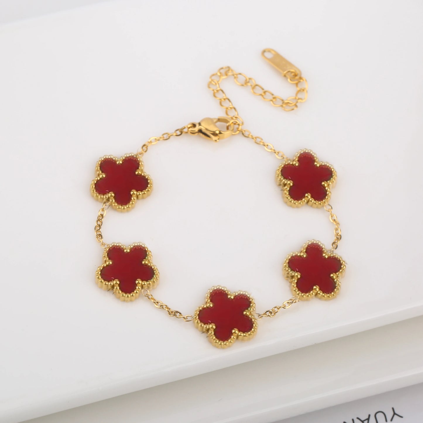 Adjustable Five-Leaf Clover Bracelet