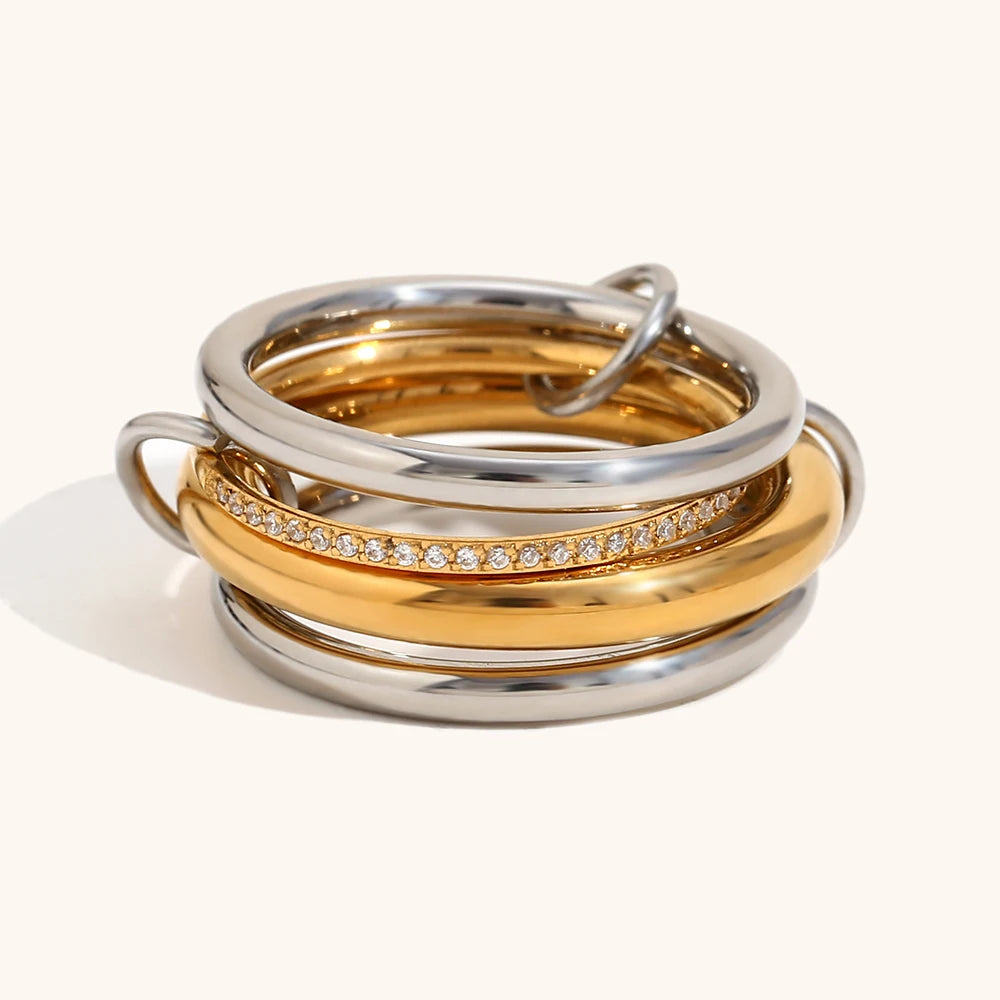 Multi-Layer Mixed Color Zircon Ring