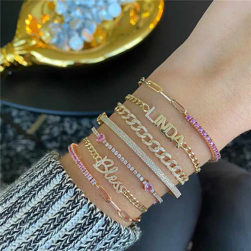 Cubic Zirconia Gold Tennis Bracelet