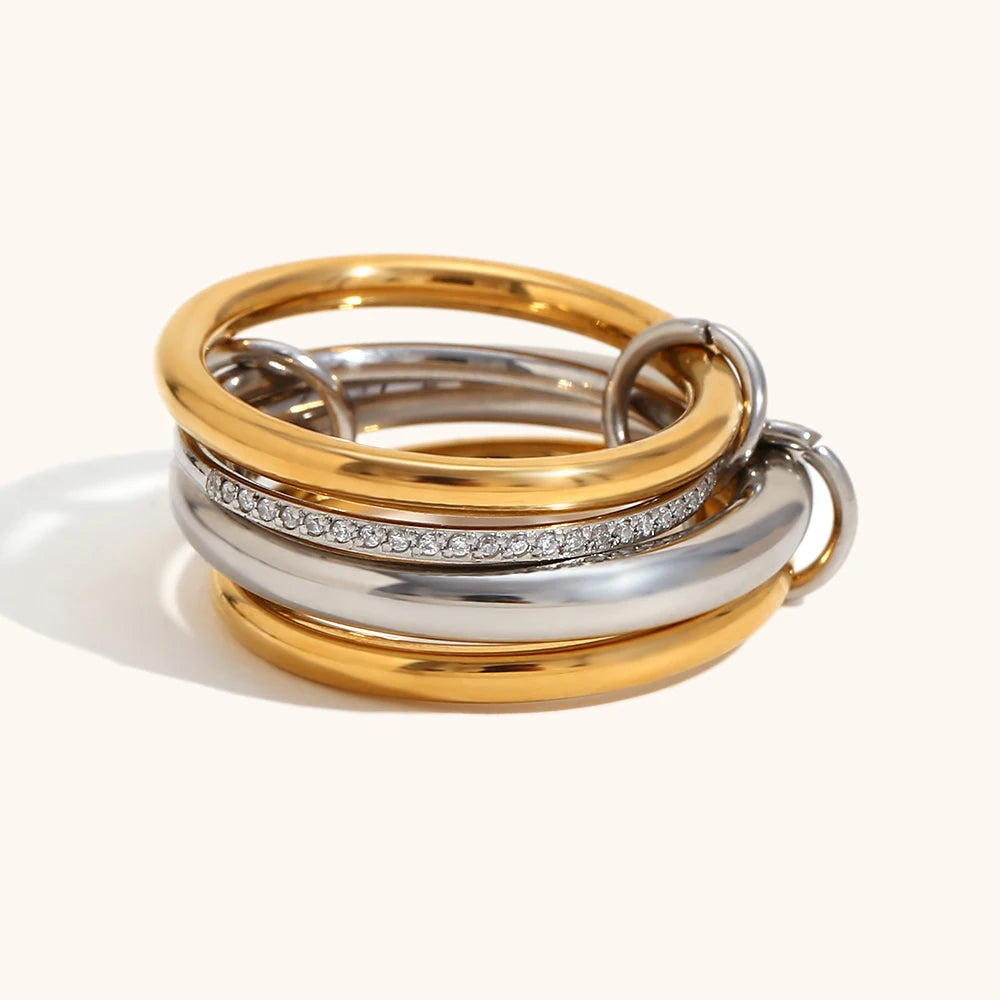 Multi-Layer Mixed Color Zircon Ring