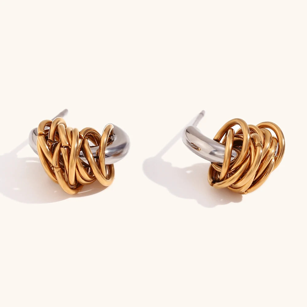 Mini Gold & Silver C-Shaped Hoop Earrings