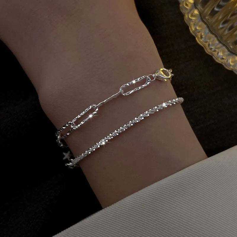 Cubic Zirconia Gold Tennis Bracelet