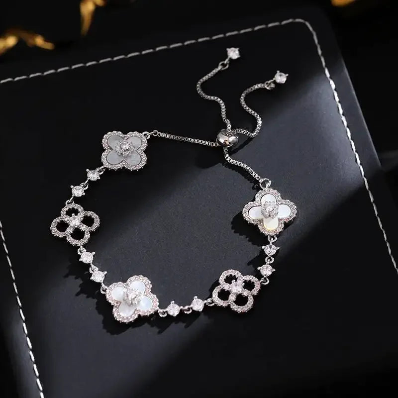 Pink Four-Leaf Clover Bracelet