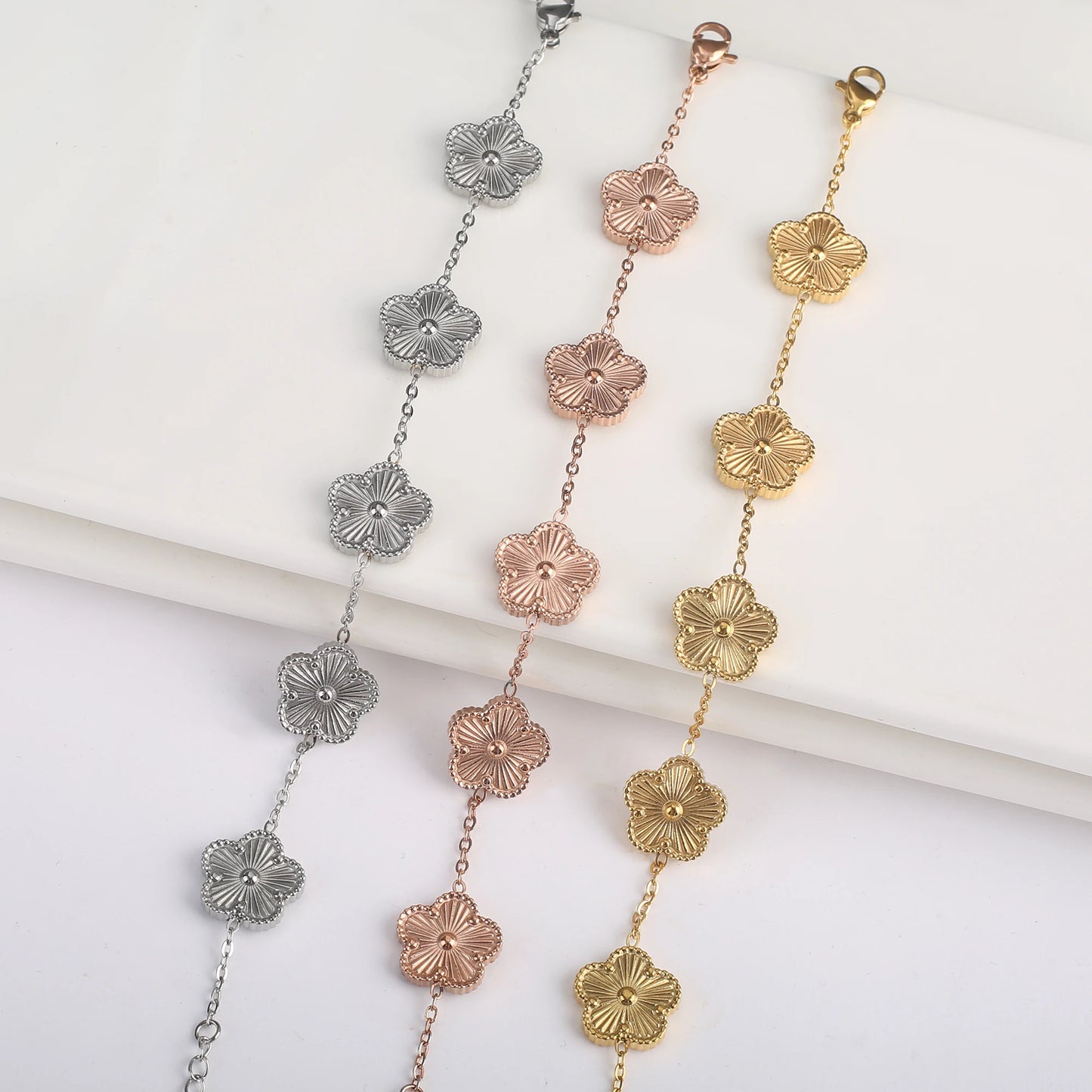 Adjustable Five-Leaf Clover Bracelet