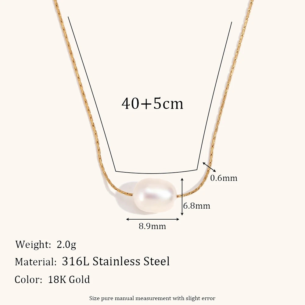 Natural Pearl Beaded Thin Chain Necklace
