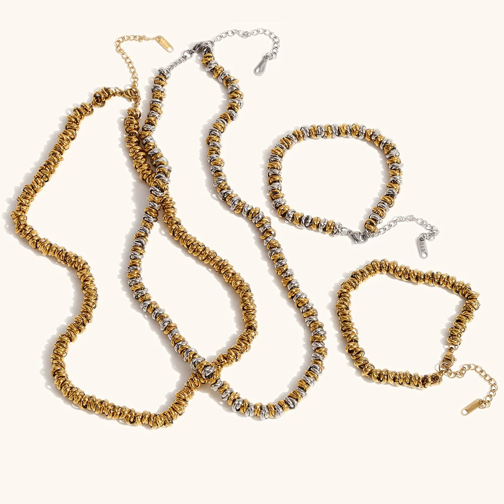 Gold & Silver Dual-Color Beaded Necklace