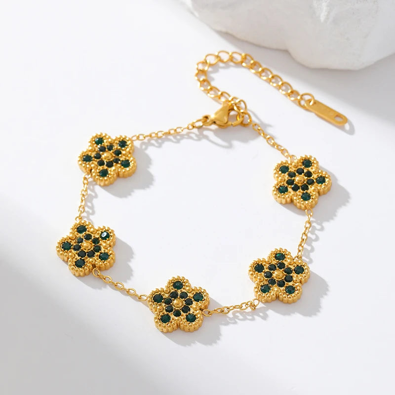 Flower Clover Stainless Steel Bracelet