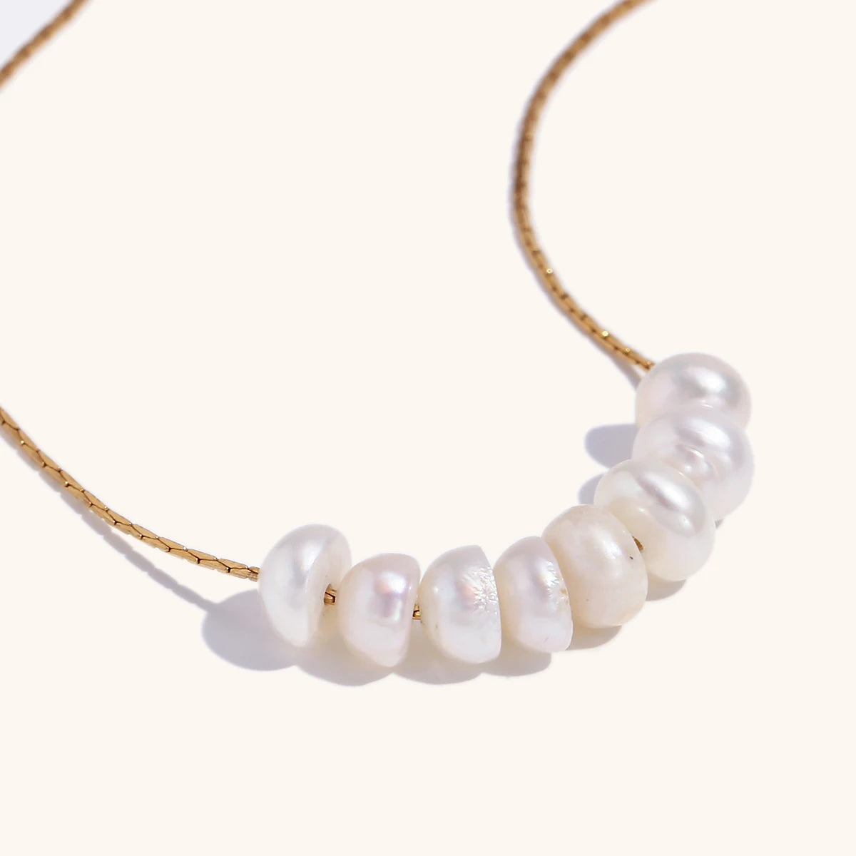 Natural Pearl Beaded Thin Chain Necklace