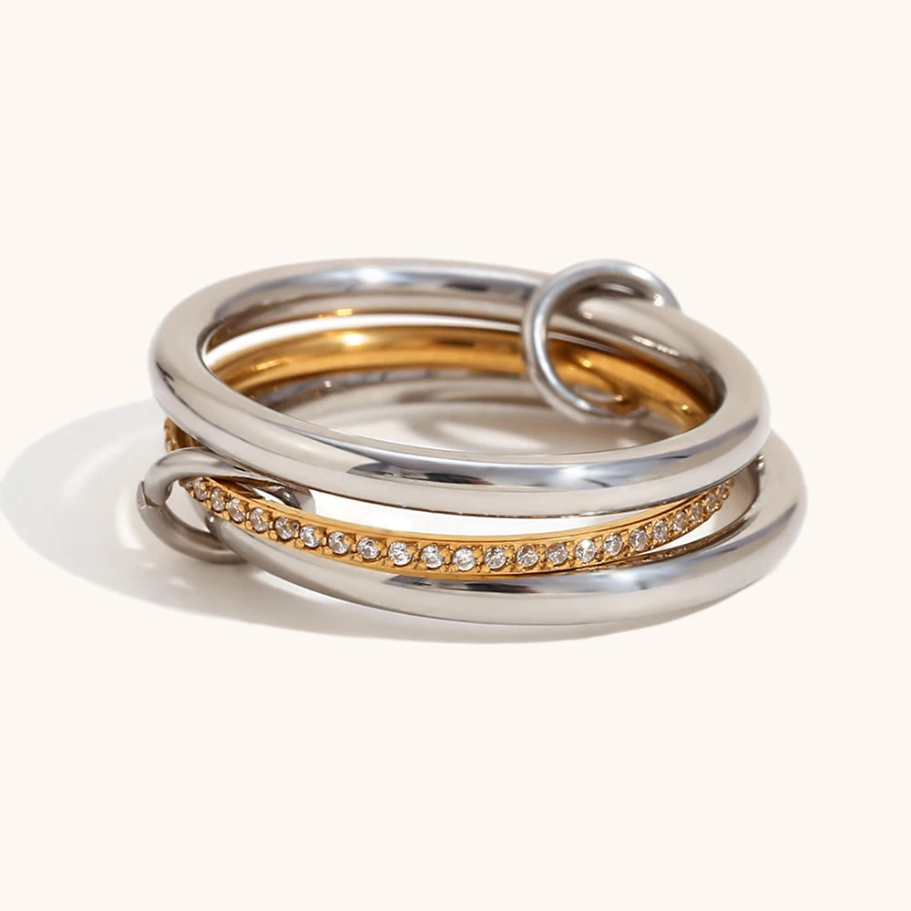 Multi-Layer Mixed Color Zircon Ring