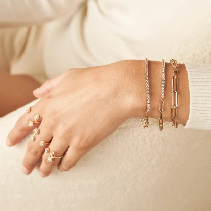 Cubic Zirconia Gold Tennis Bracelet