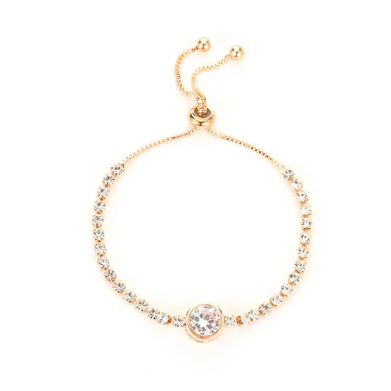 Cubic Zirconia Gold Tennis Bracelet