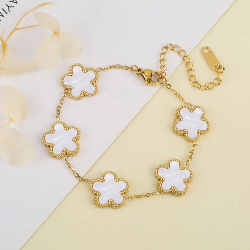 Adjustable Five-Leaf Clover Bracelet