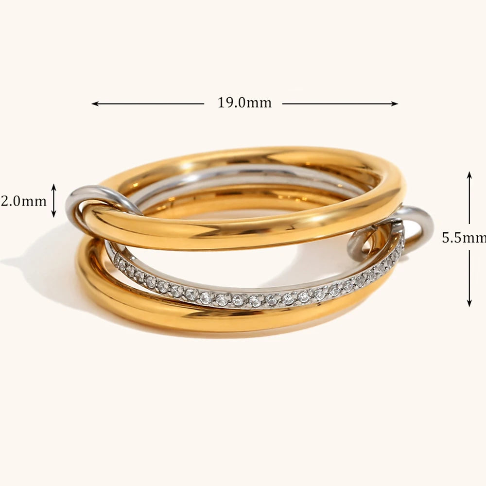 Multi-Layer Mixed Color Zircon Ring